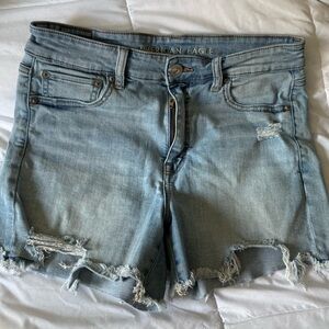 American Eagle Outfitters Women's Distressed Light Blue Jean Shorts